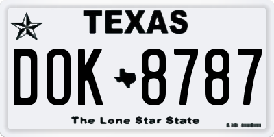 TX license plate DOK8787