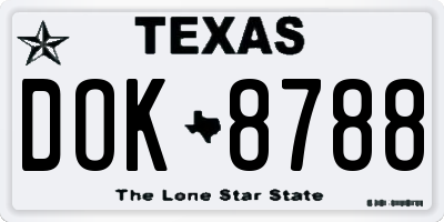 TX license plate DOK8788