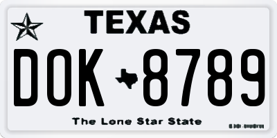 TX license plate DOK8789