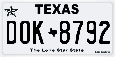 TX license plate DOK8792
