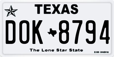 TX license plate DOK8794