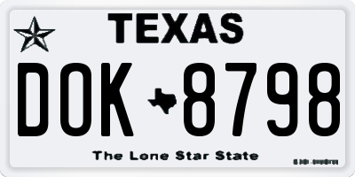 TX license plate DOK8798