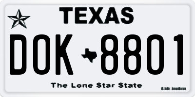 TX license plate DOK8801