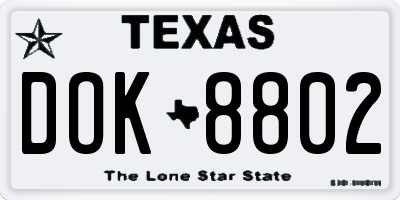 TX license plate DOK8802