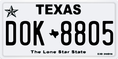 TX license plate DOK8805
