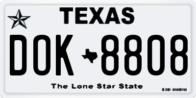 TX license plate DOK8808
