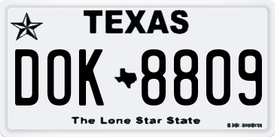 TX license plate DOK8809