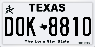 TX license plate DOK8810