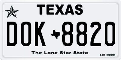TX license plate DOK8820