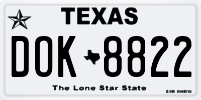TX license plate DOK8822