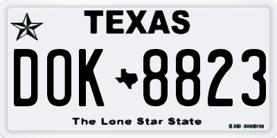 TX license plate DOK8823