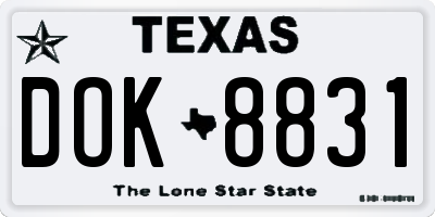 TX license plate DOK8831
