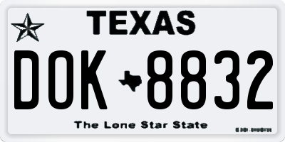 TX license plate DOK8832