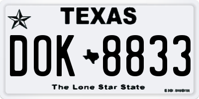 TX license plate DOK8833