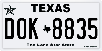 TX license plate DOK8835