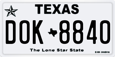 TX license plate DOK8840