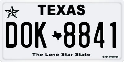 TX license plate DOK8841