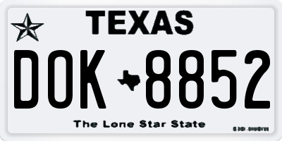 TX license plate DOK8852