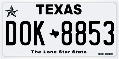 TX license plate DOK8853