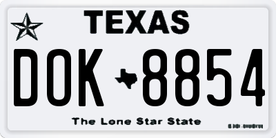 TX license plate DOK8854