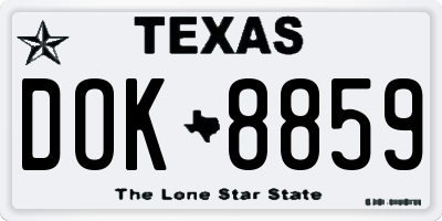 TX license plate DOK8859
