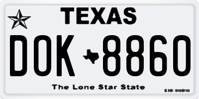 TX license plate DOK8860