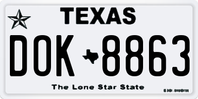 TX license plate DOK8863