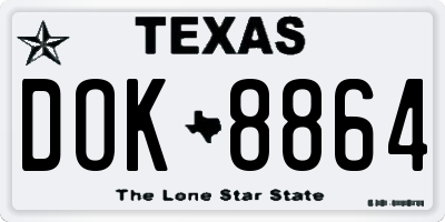 TX license plate DOK8864