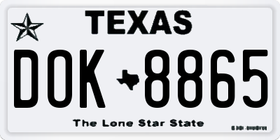 TX license plate DOK8865