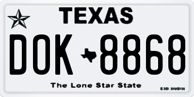 TX license plate DOK8868