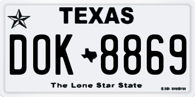 TX license plate DOK8869