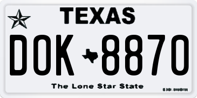 TX license plate DOK8870