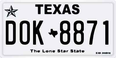 TX license plate DOK8871