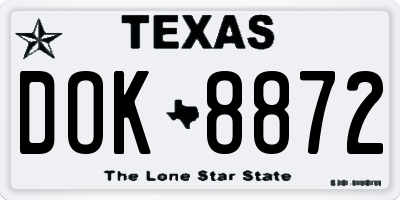 TX license plate DOK8872