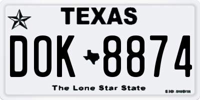 TX license plate DOK8874