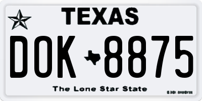 TX license plate DOK8875