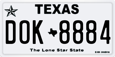 TX license plate DOK8884