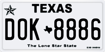 TX license plate DOK8886