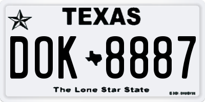 TX license plate DOK8887