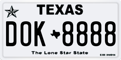 TX license plate DOK8888