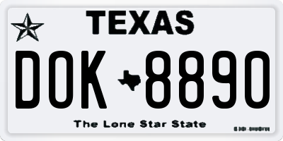 TX license plate DOK8890