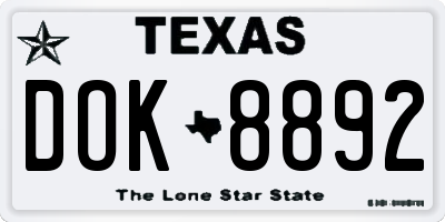 TX license plate DOK8892