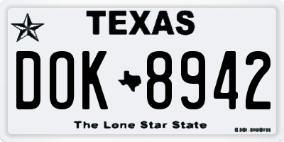 TX license plate DOK8942