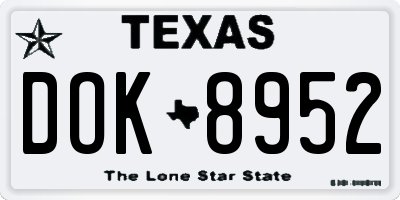 TX license plate DOK8952