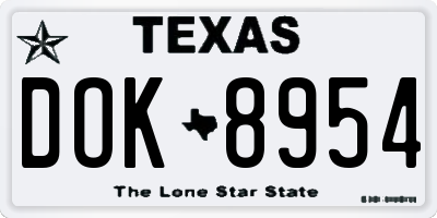 TX license plate DOK8954