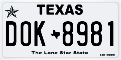 TX license plate DOK8981