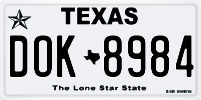 TX license plate DOK8984