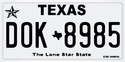 TX license plate DOK8985