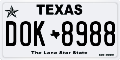 TX license plate DOK8988