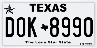 TX license plate DOK8990
